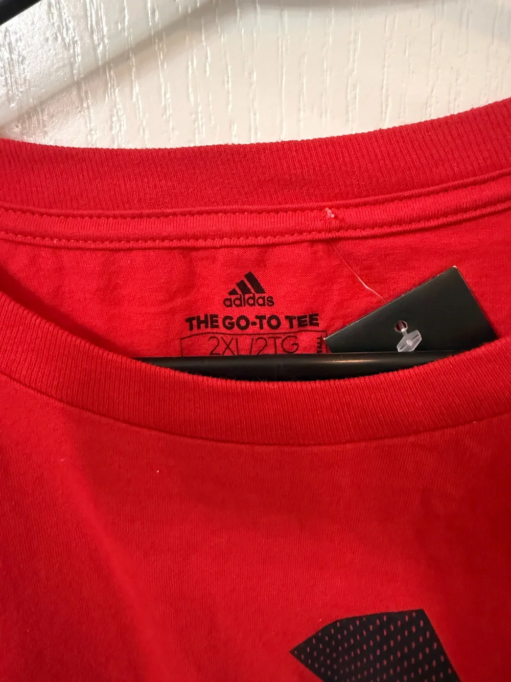 Adidas Men's Red Tee With Black Trefoil Logo Color: Red/Black Size 2XL